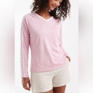 Adidas Pink and White Long Sleeve Top